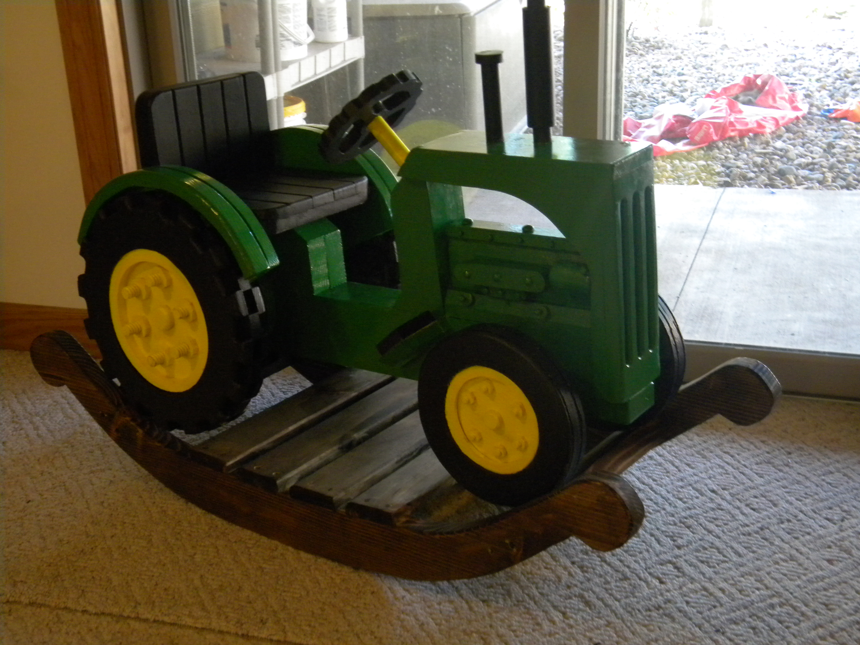 wooden rocking tractor